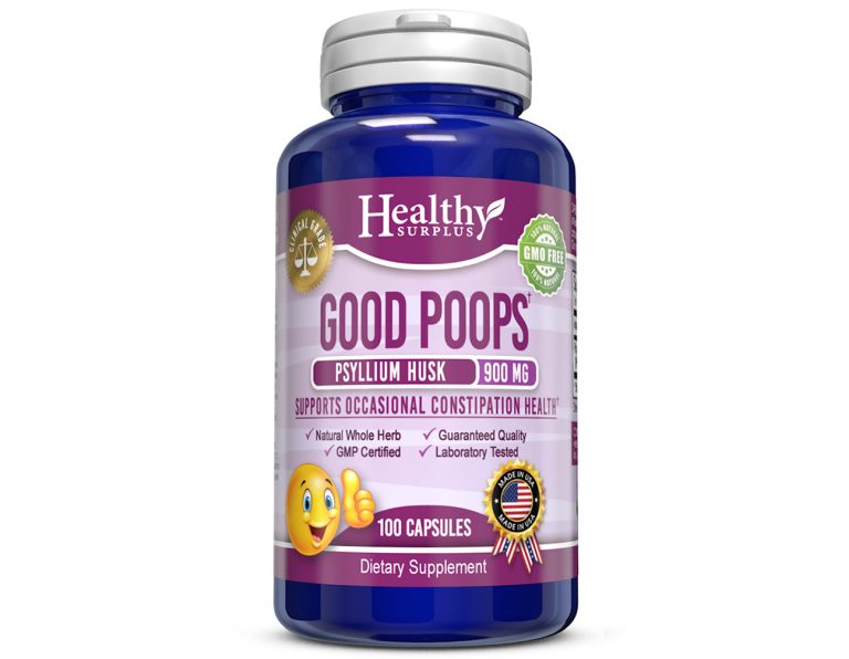 Good Poops Psyllium Husk 900 MG 100 Capsules Healthy Surplus